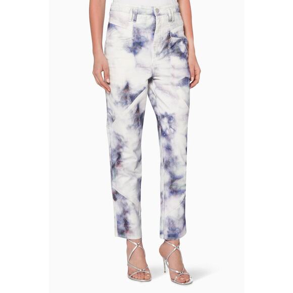 Isabel Marant Eloisa Tie-Dye Denim Pants Size 6 - Picture 1 of 8